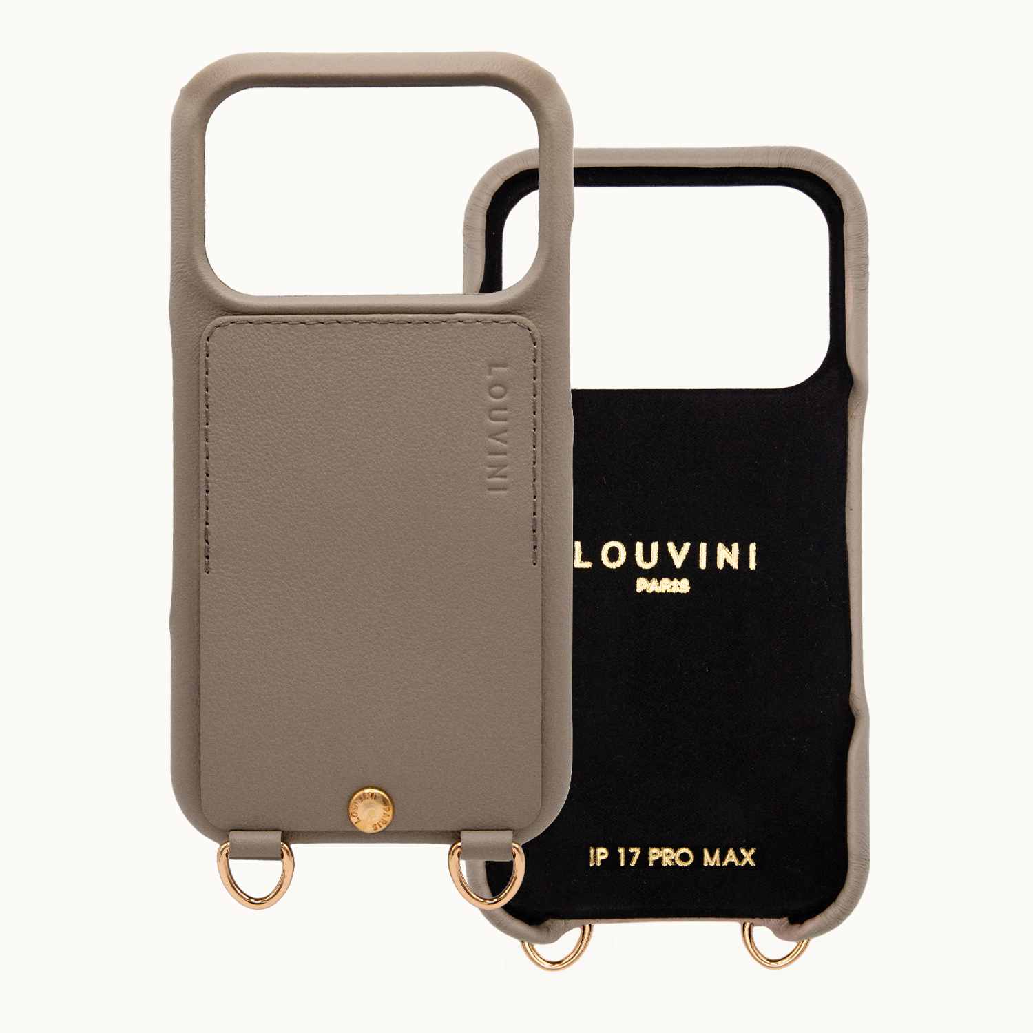 iPhone Leather Case with wallet and loops LOU - Taupe
