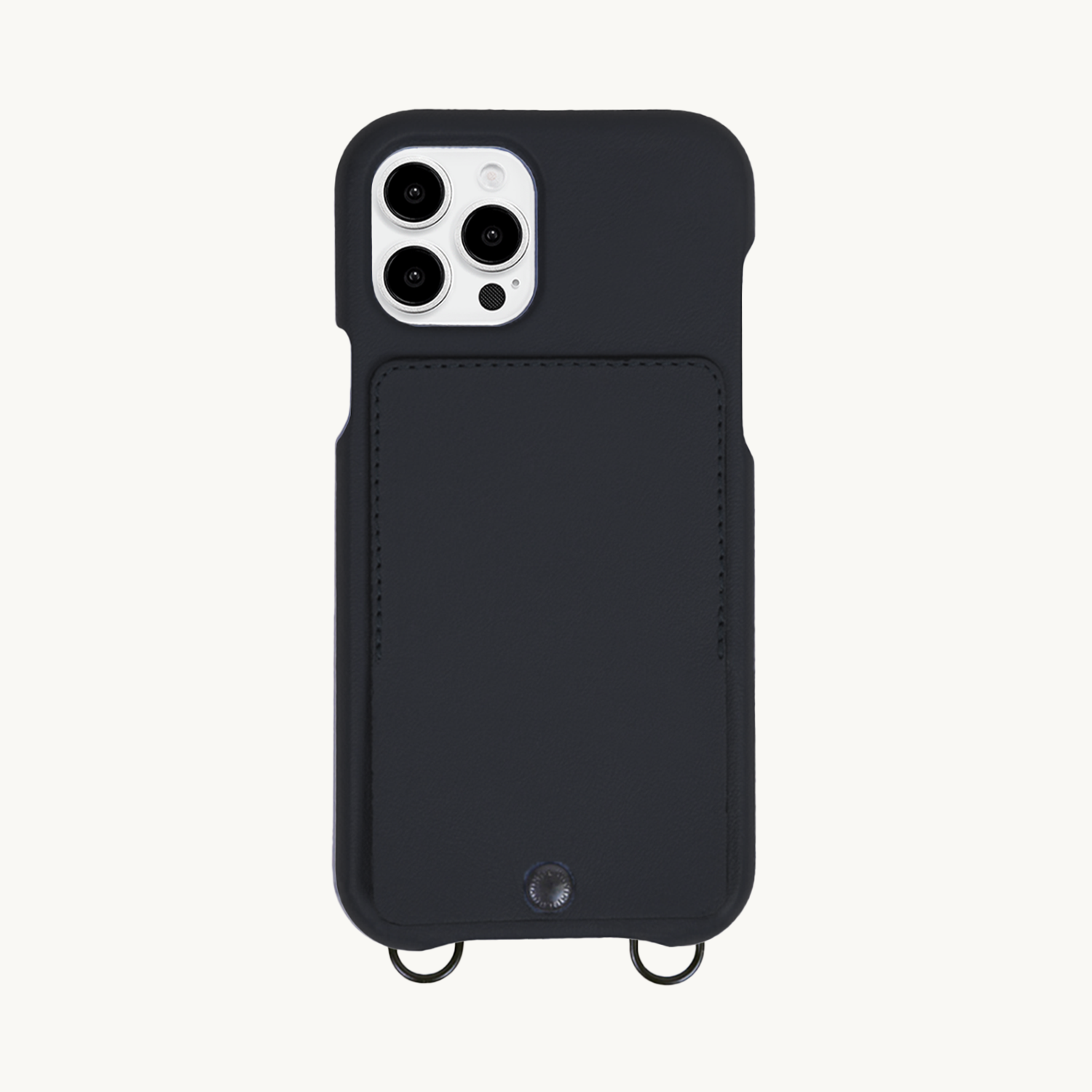LEATHER IPHONE CASE WITH WALLET AND LOOPS OSCAR - BLACK