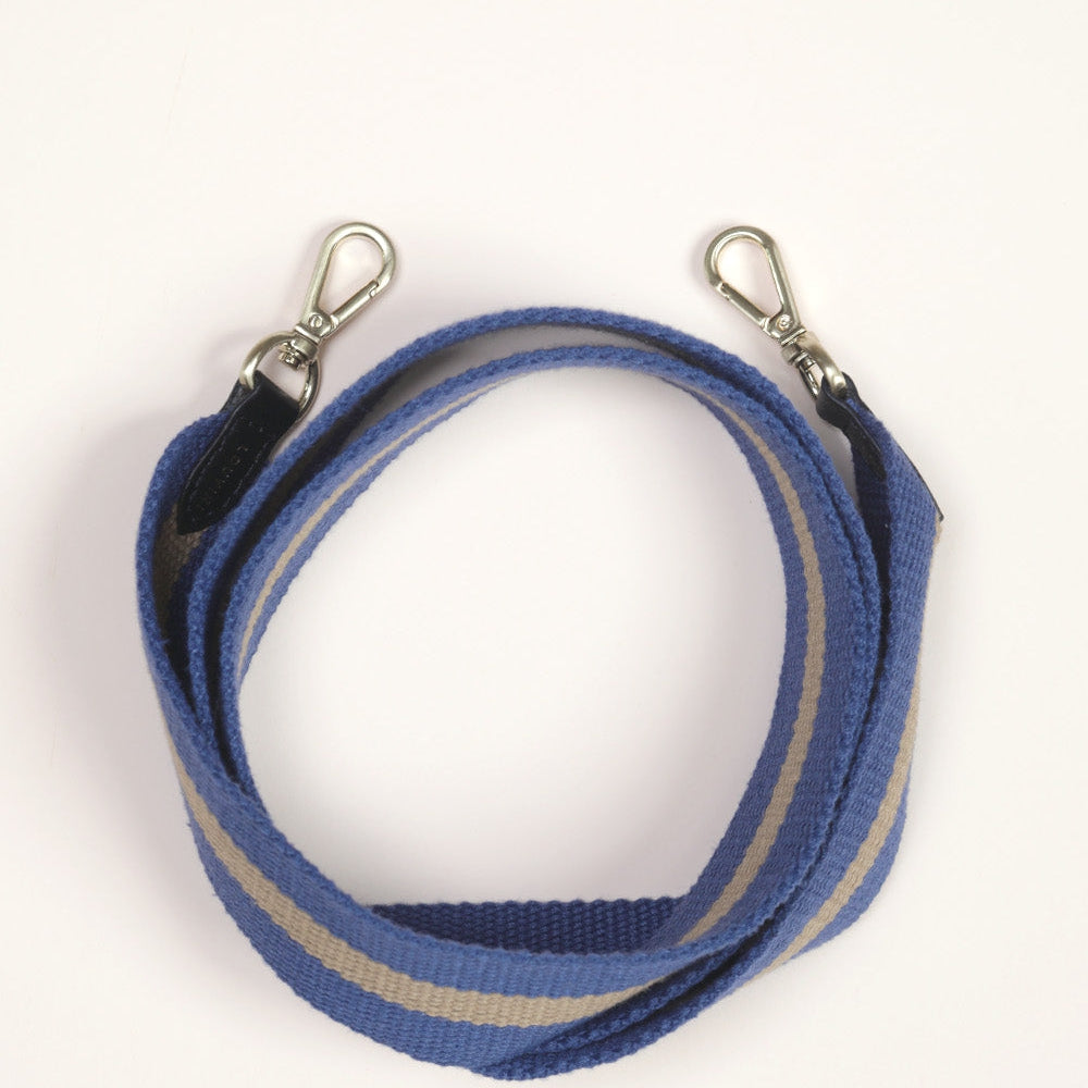Sangle de telephone bleu et camel