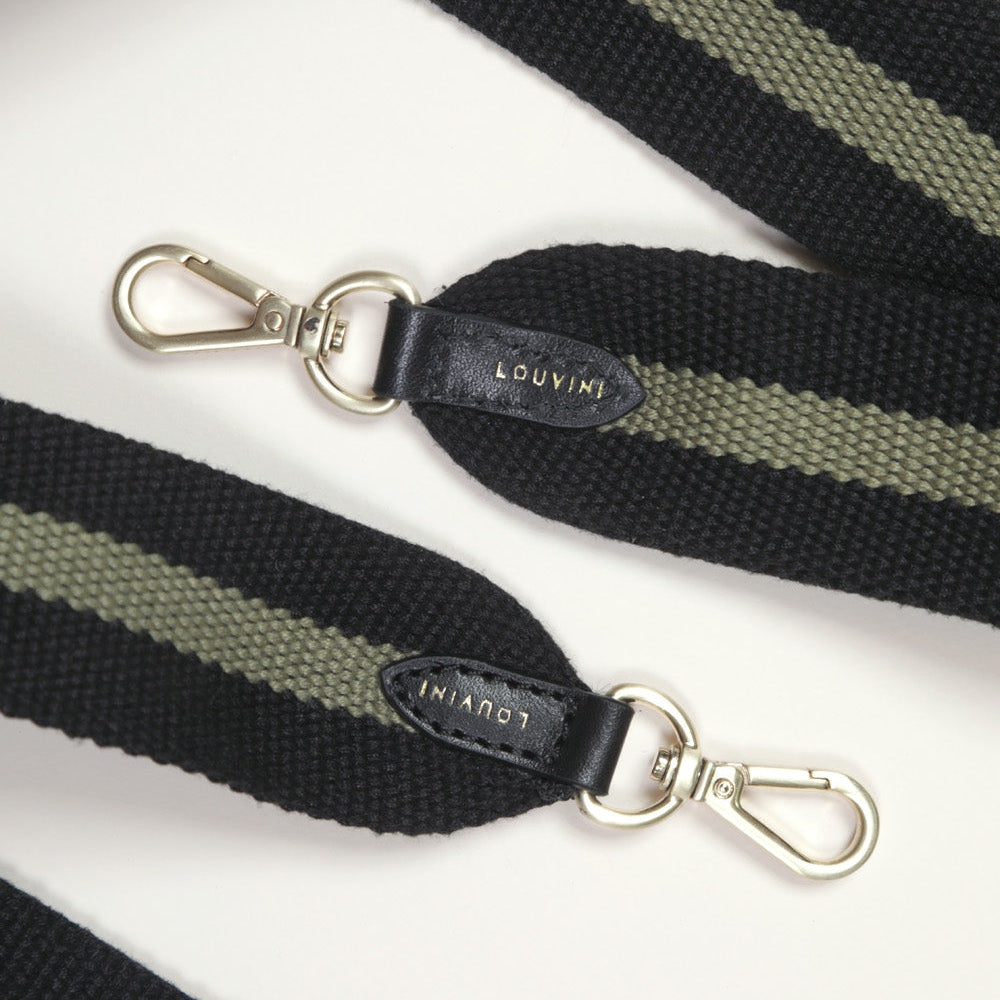 sangle de telephone bandouliere avec mousquetons noir kaki