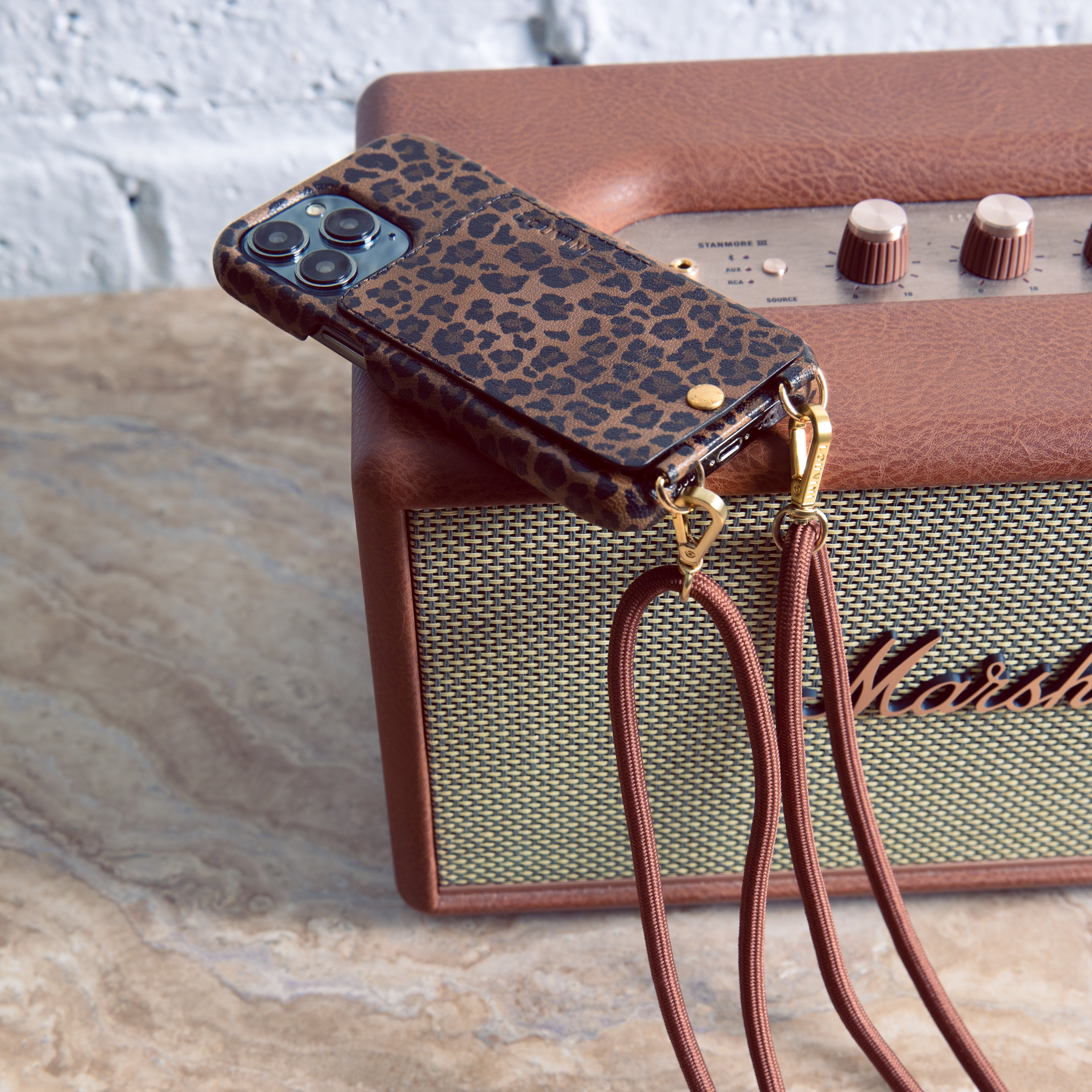 LOU LEOPARD LEATHER CASE & TESSA BROWN CORD