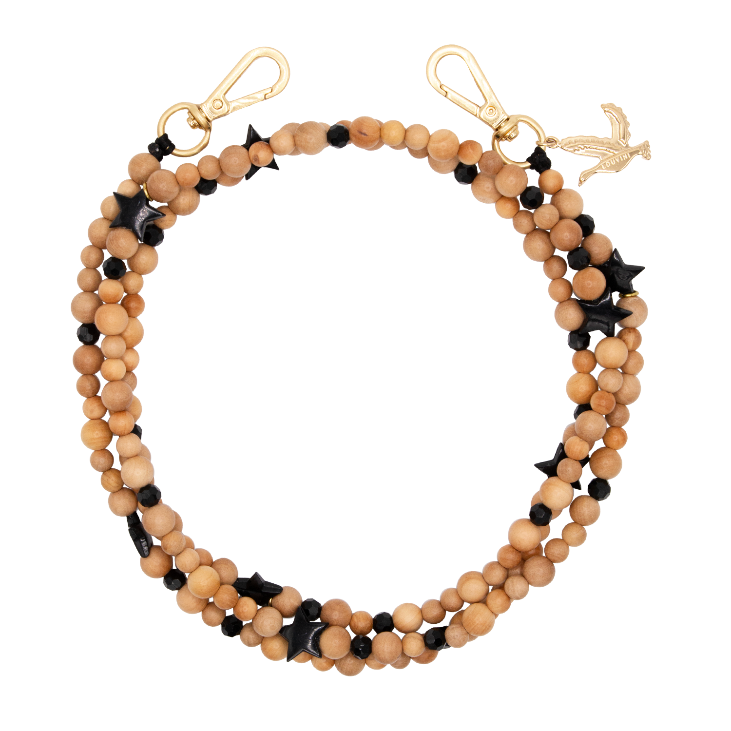 Chaîne de telephone bandouliere en perles de bois