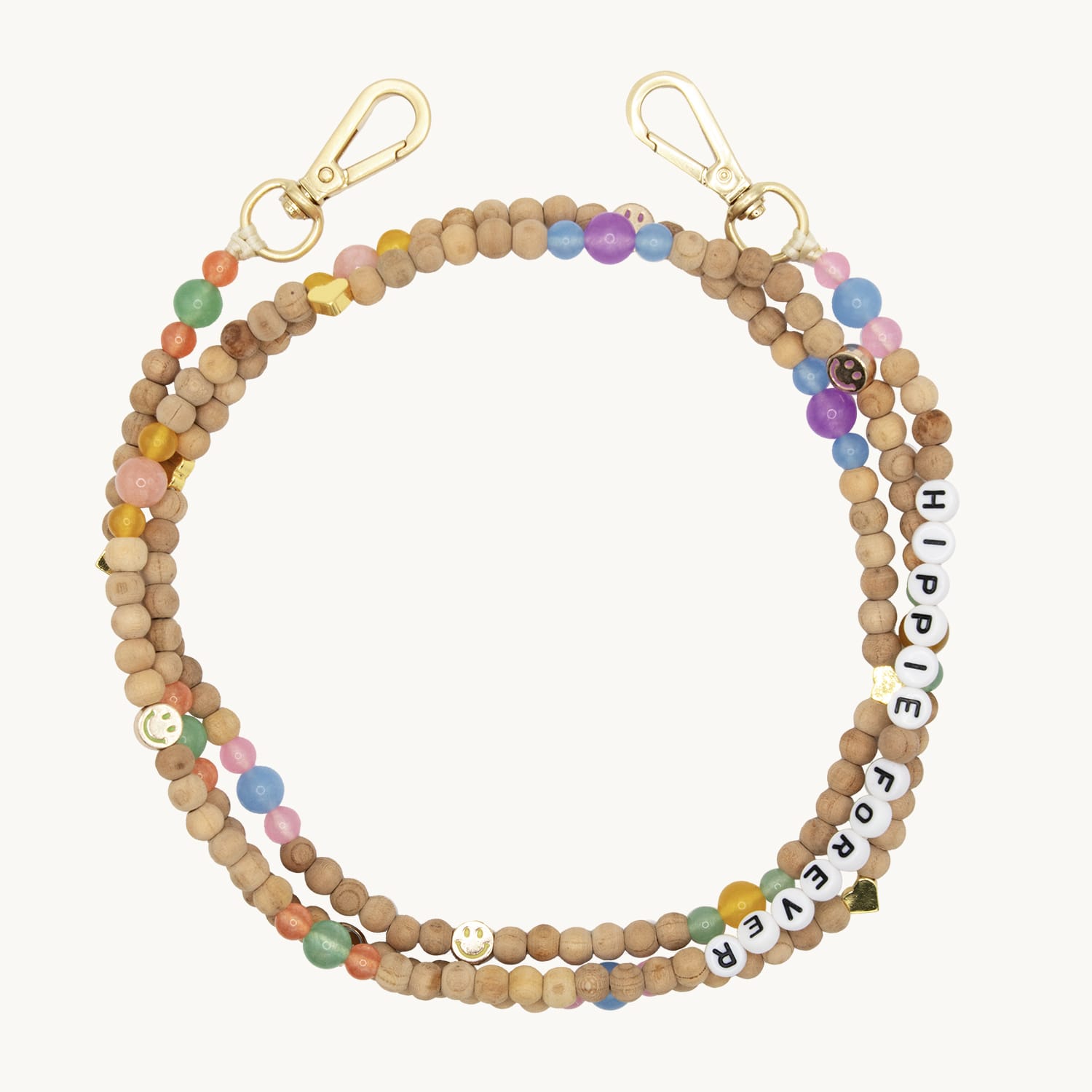 Chaîne de telephone bandouliere en perles de bois