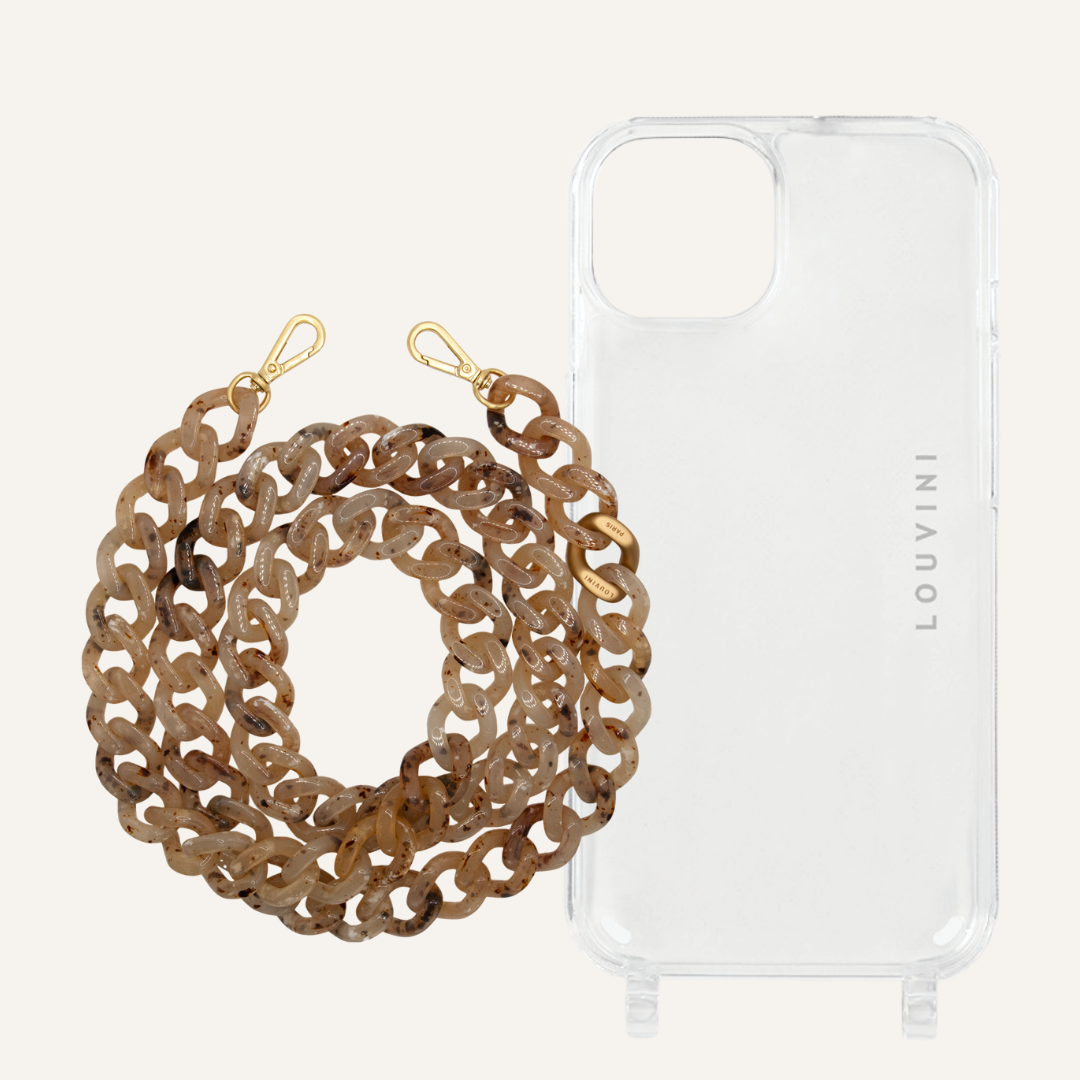 Charlie iPhone Case & Zoe Beige Toirtoiseshell Chain