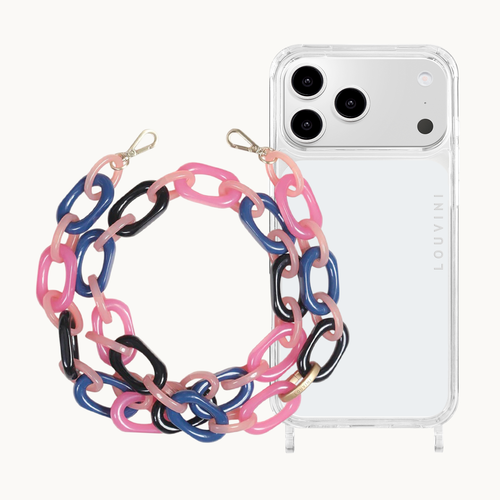 Charlie iPhone Case & Chiara Navy-Pink Chain