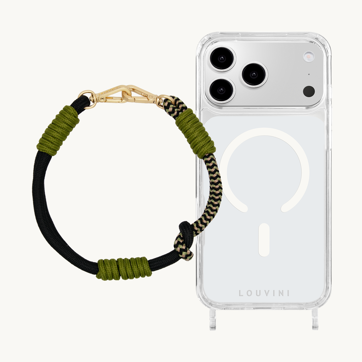 CHARLIE MagSafe iPhone Case & Bracelet PETIT TESSA Black-Khaki