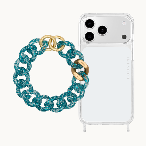 CHARLIE iPhone Case & PETIT ZOE Glittery Blue Chain