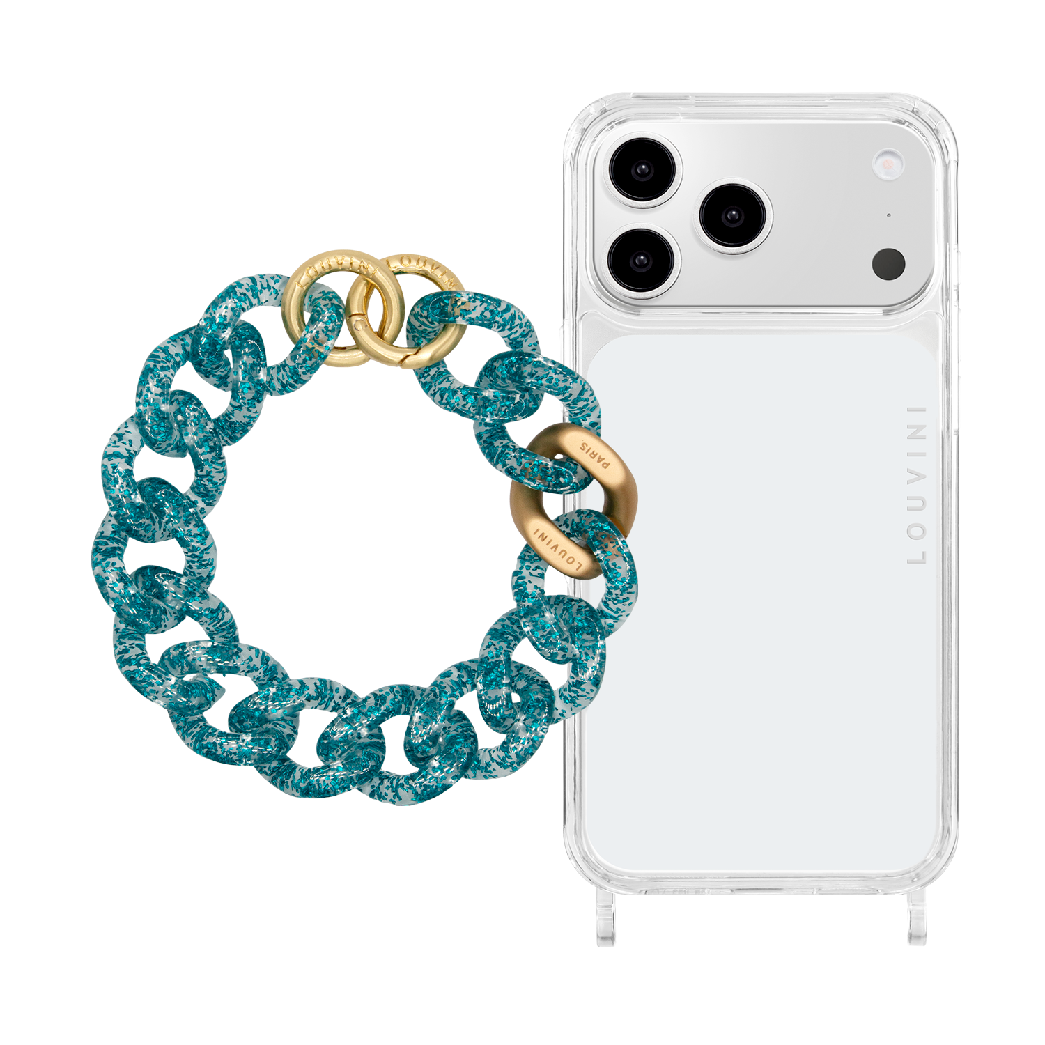CHARLIE iPhone Case & PETIT ZOE Glittery Blue Chain