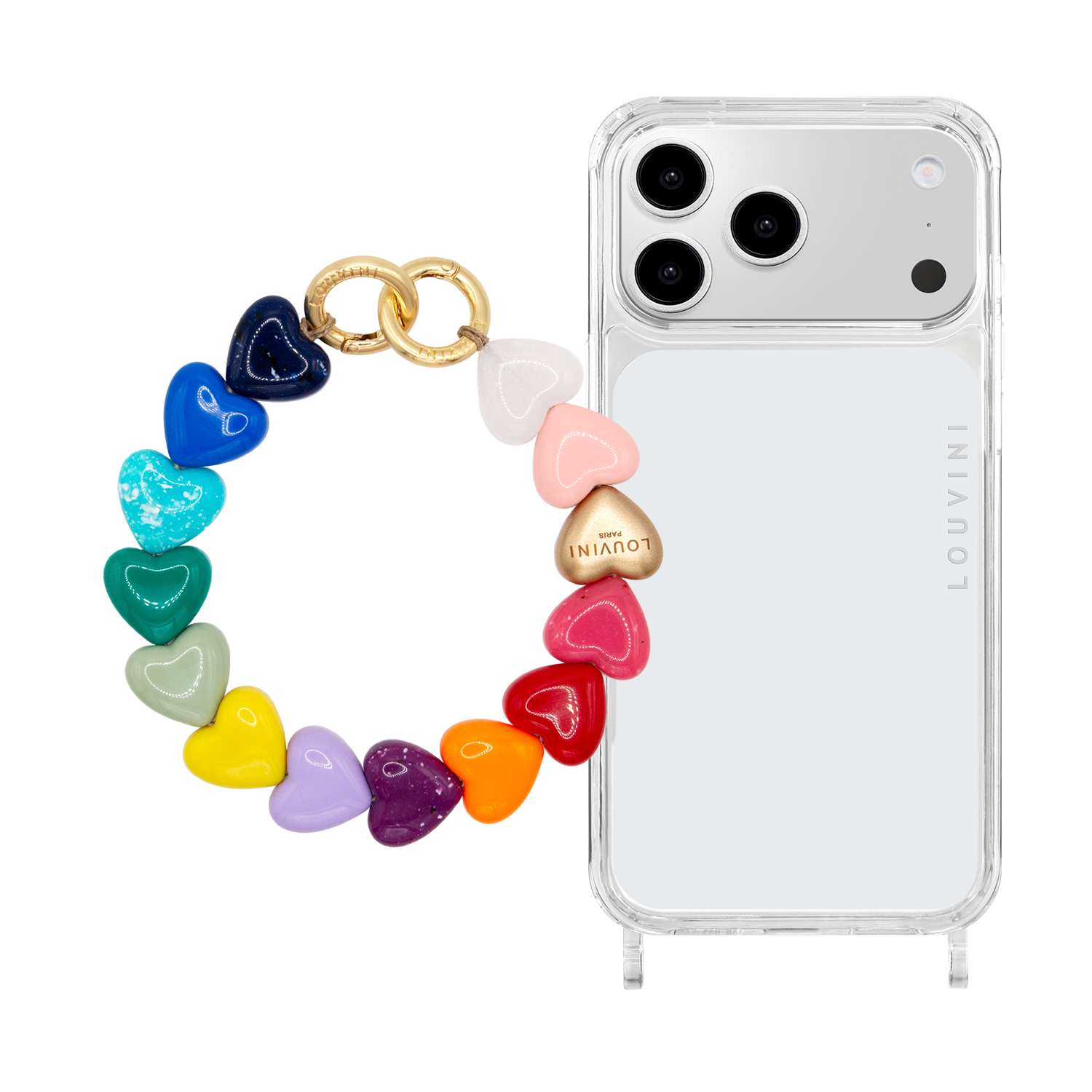 Charlie iPhone Case & Petit Cuore chain Rainbow