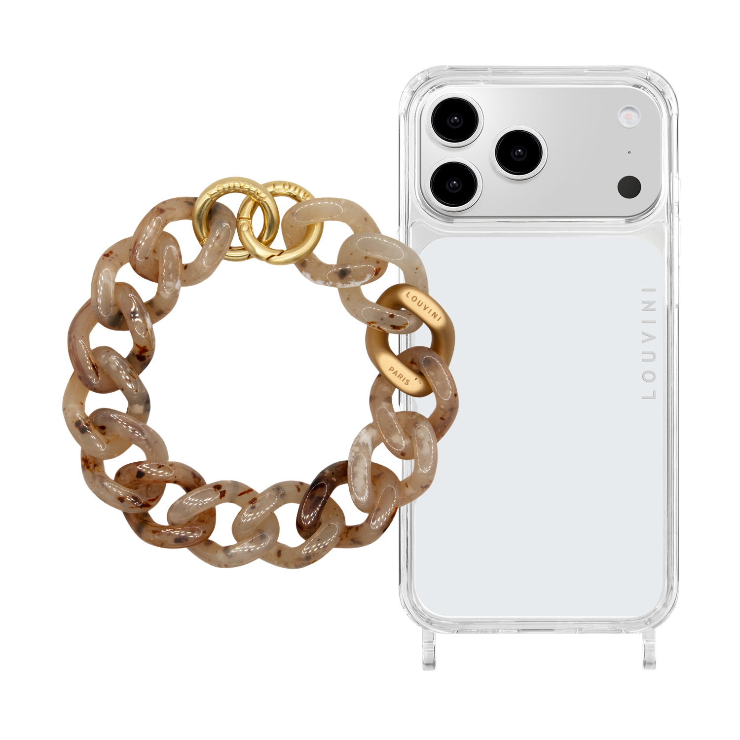 Charlie iPhone Case & Petit Zoe Beige Tortoiseshell Chain