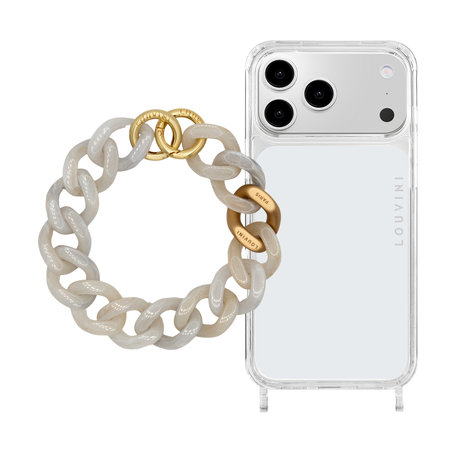 Charlie iPhone Case & Petit Marbled White Chain