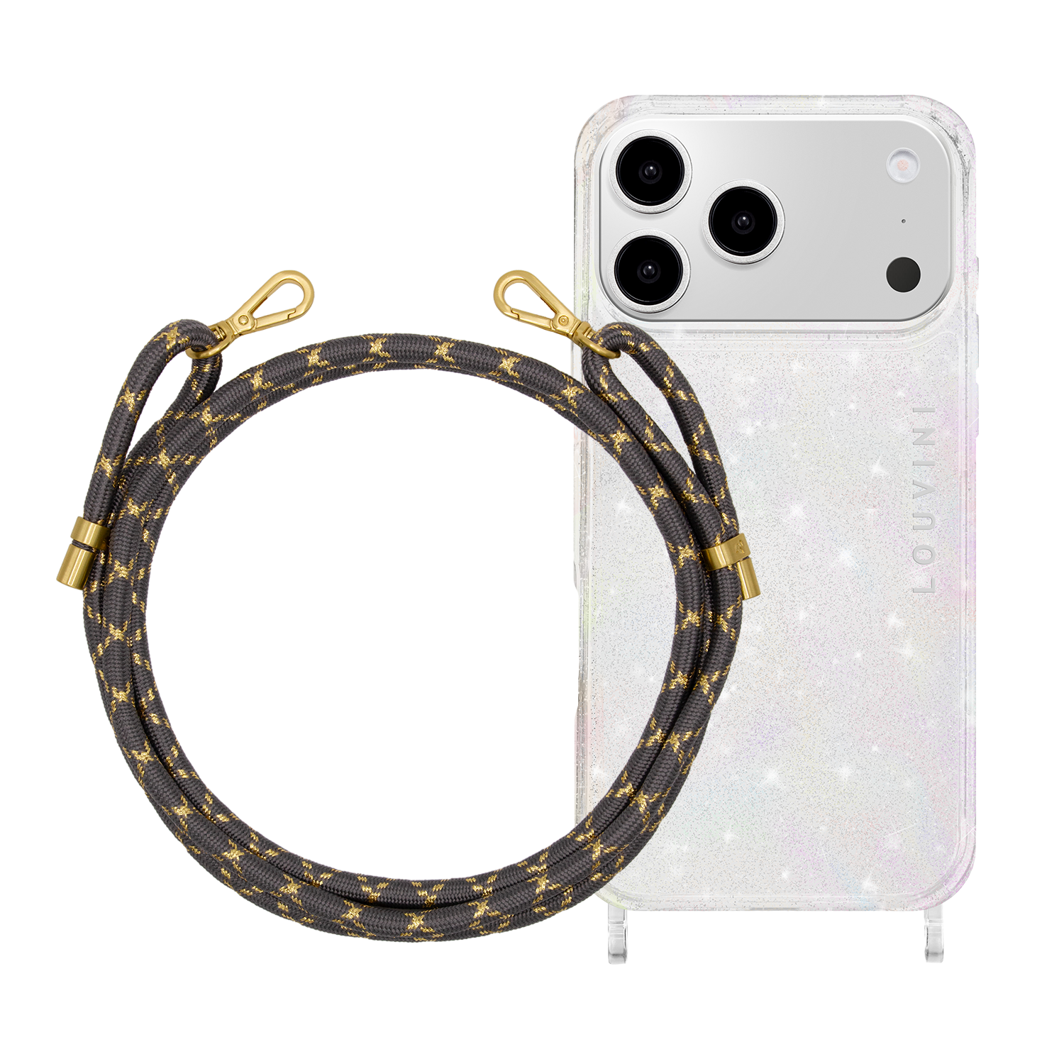 CHARLIE Sparkle iPhone Case & TESSA Grey-gold Cord