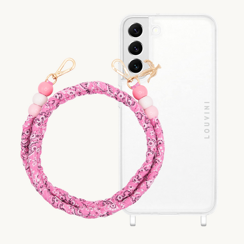 ensemble coque de téléphone transparente avec cordon en tissu bandana 