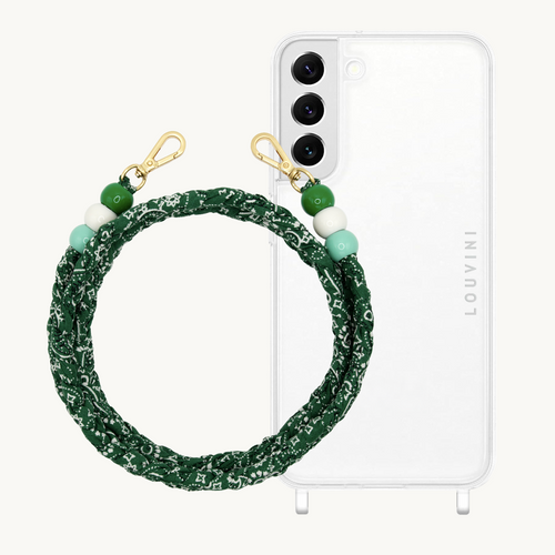 ensemble coque de téléphone transparente avec cordon en tissu bandana 