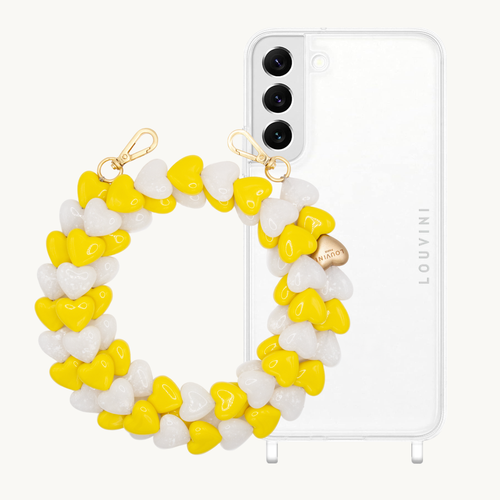 ensemble coque samsung et bracelet en forme de coeurs en résine 