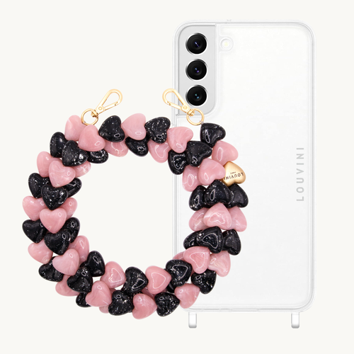 ensemble coque samsung et chaîne en forme de coeurs en résine 