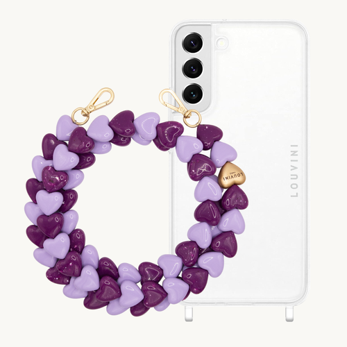 ensemble coque samsung et chaîne en forme de coeurs en résine 