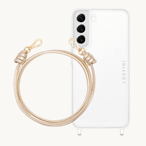 ensemble coque de téléphone transparente avec cordon en cuir