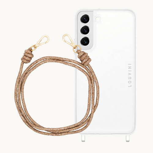 ensemble coque samsung et cordon de téléphone bronze à strass