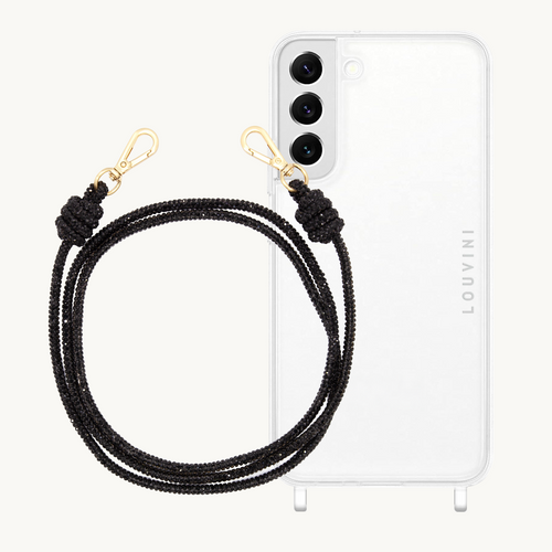 ensemble coque samsung et cordon de téléphone noir à strass