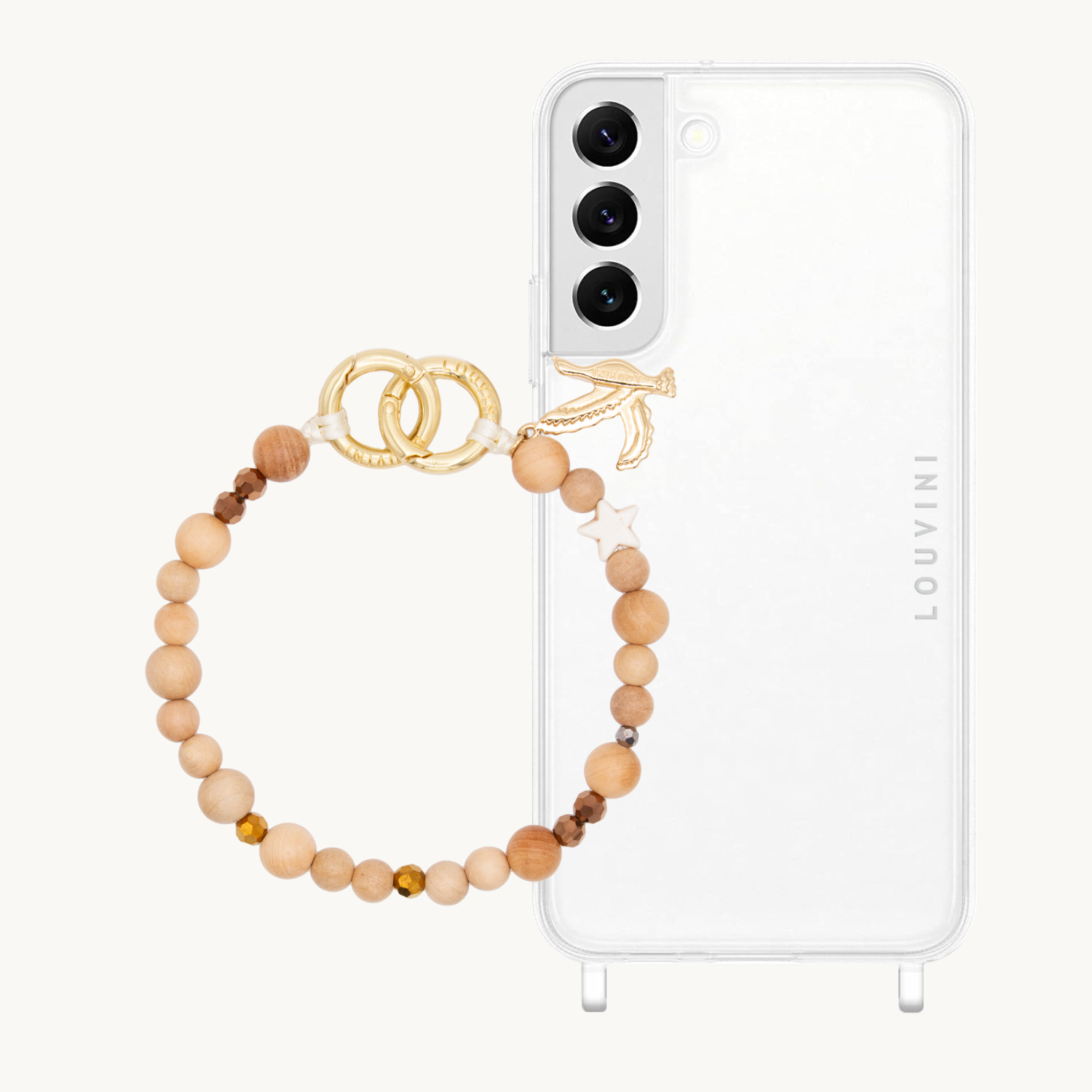 ensemble coque samsung et bandoulière de téléphone à perles