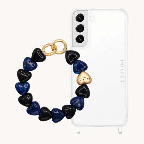 ensemble coque samsung et bracelet de téléphone avec coeurs en résine 