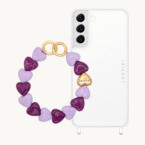 ensemble coque samsung et bracelet en forme de coeurs en résine 