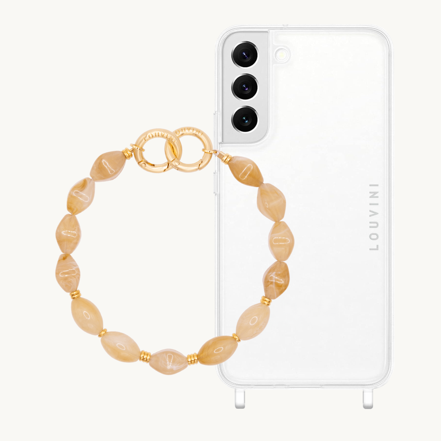 ensemble coque samsung et bracelet de téléphone en pierre marron