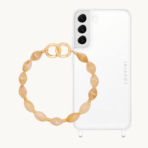 ensemble coque samsung et bracelet de téléphone en pierre marron