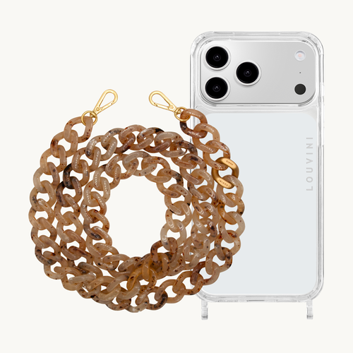 CHARLIE iPhone Case & ZOE Beige Tortoiseshell Chain