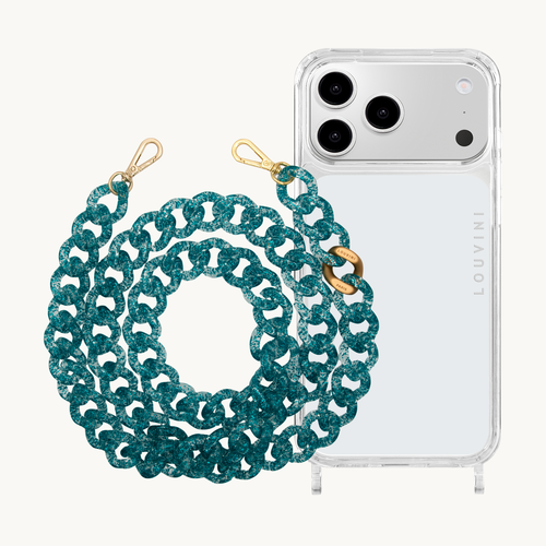 Charlie iPhone Case & Zoe Glittery Blue Chain