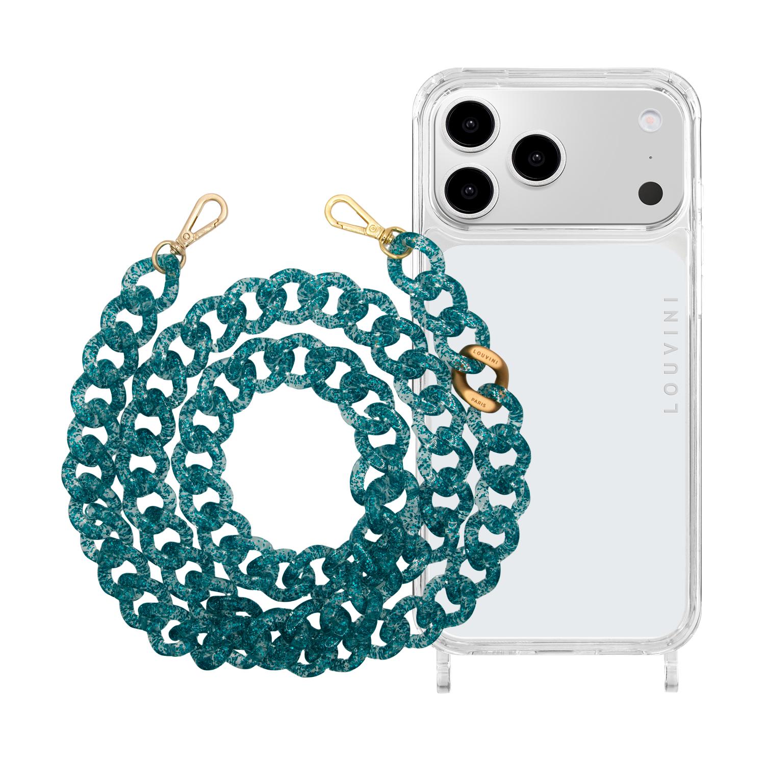 Charlie iPhone Case & Zoe Glittery Blue Chain