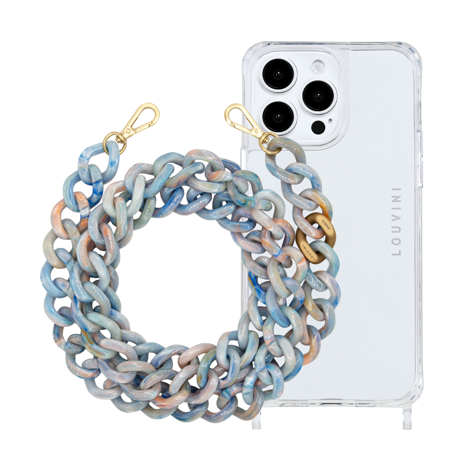 ensemble coque pour téléphone transparente et chaîne dolce 