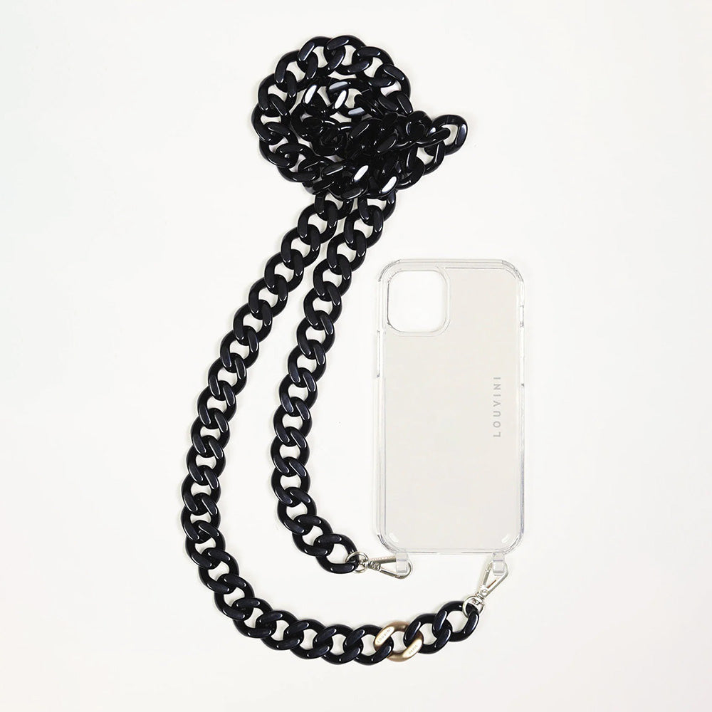 chaine telephone maillons Noir coque bandouliere iphone