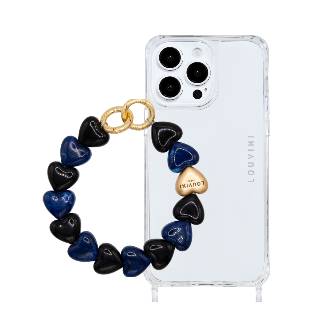 Charlie iPhone Case & Petit Cuore chain Black-Navy