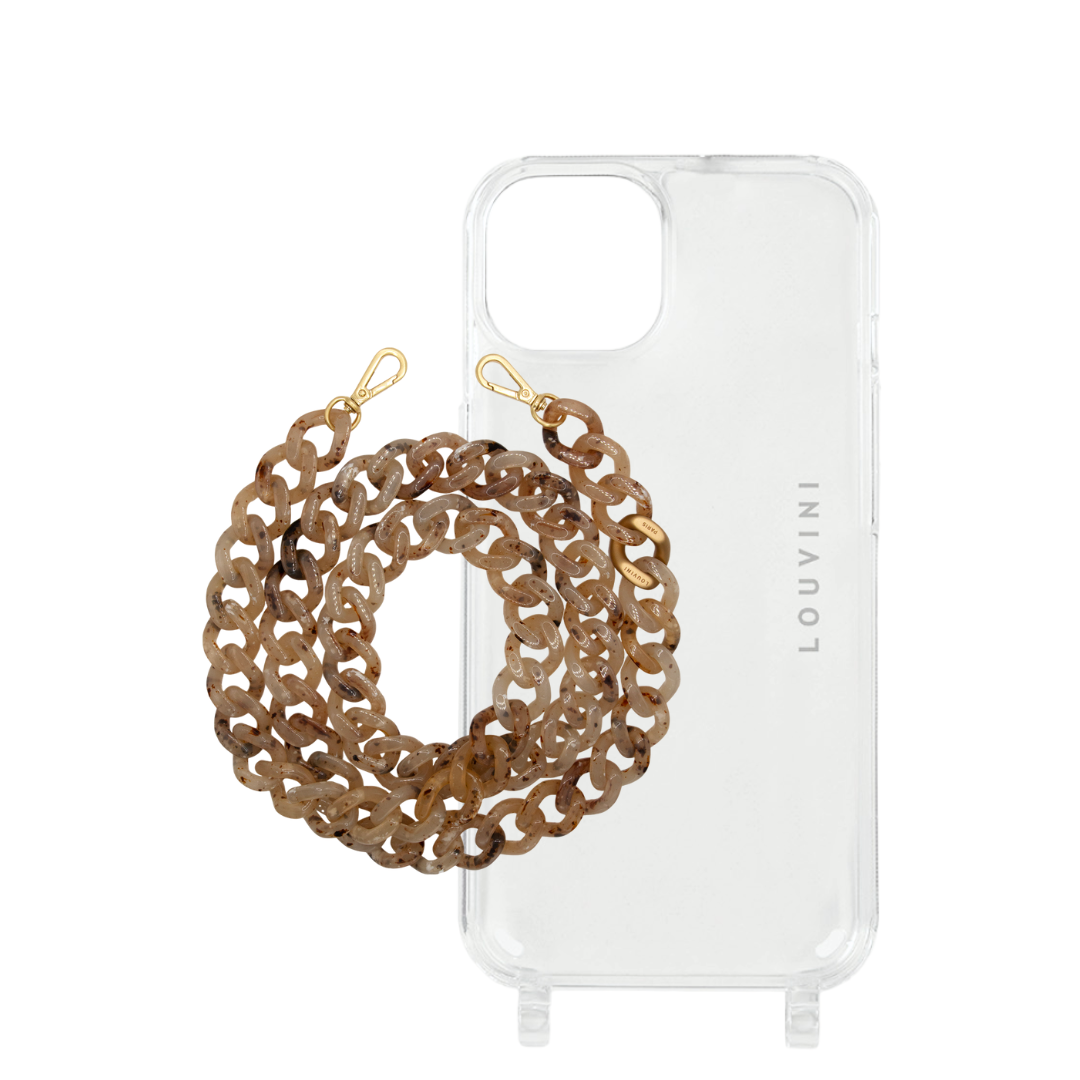 Charlie iPhone Case & Zoe Beige Toirtoiseshell Chain