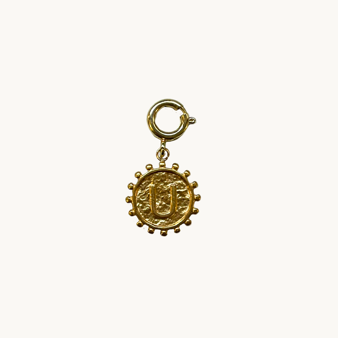 Charm soleil lettre dorée – Pendentif initiale élégant pour téléphone ou bijou 