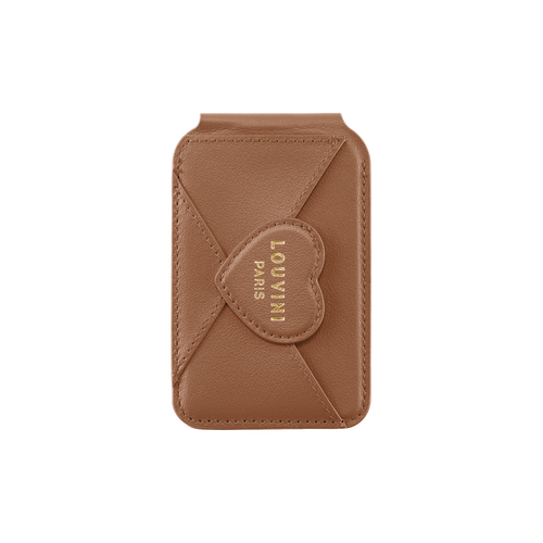 Porte-cartes MagSafe camel pour coque de téléphone avec motif cœur, accessoire pratique et tendance