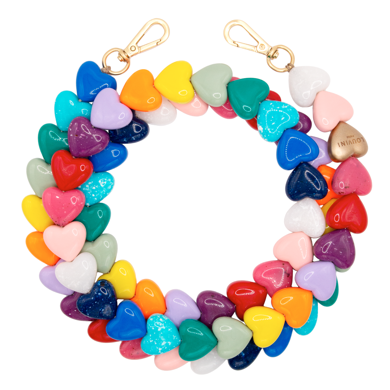 Chaîne de telephone coeur arc en ciel