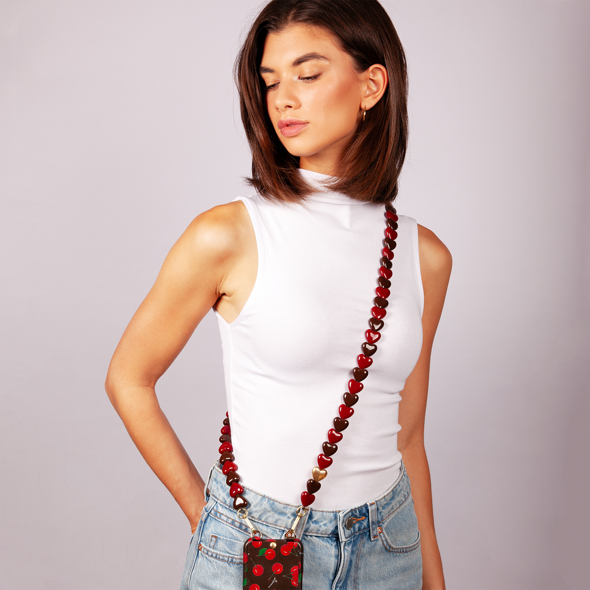 CUORE Phone Chain - Burgundy-Brown