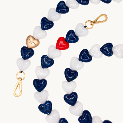 Chaîne de telephone coeur marine blanc