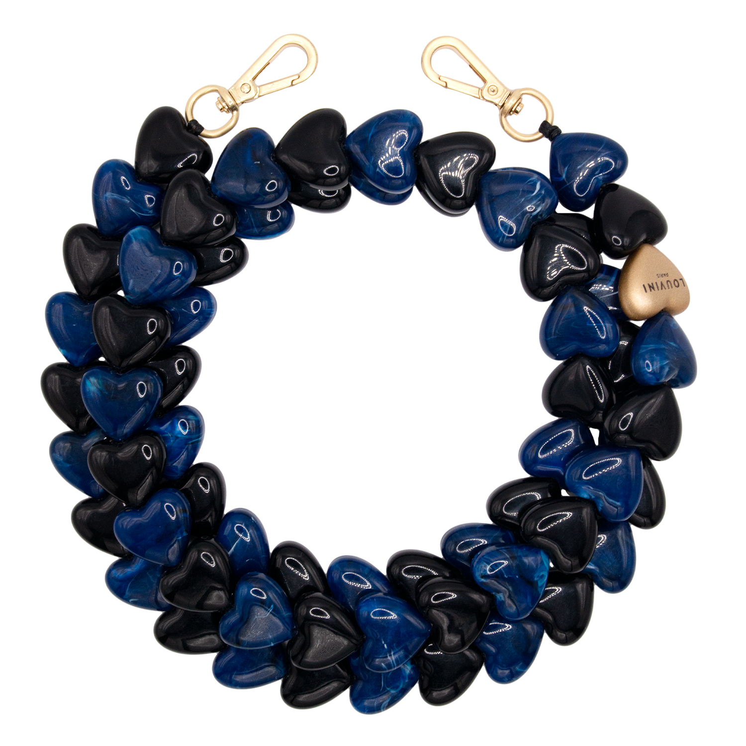 Chaîne de telephone coeur noir marine