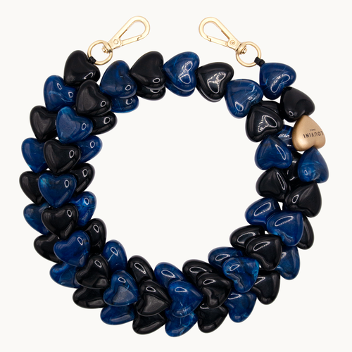 Chaîne de telephone coeur noir marine