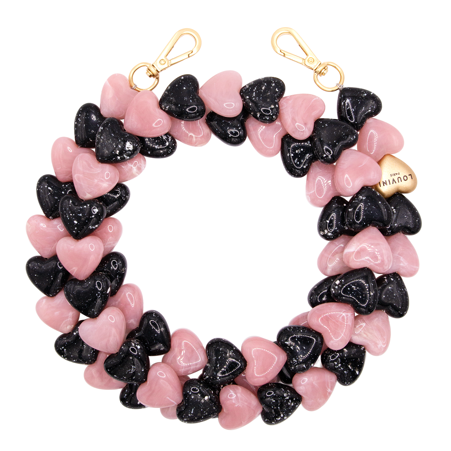 Chaîne de telephone coeur noir rose
