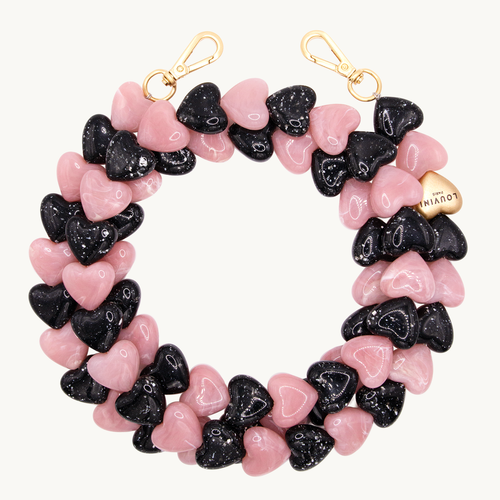 Chaîne de telephone coeur noir rose