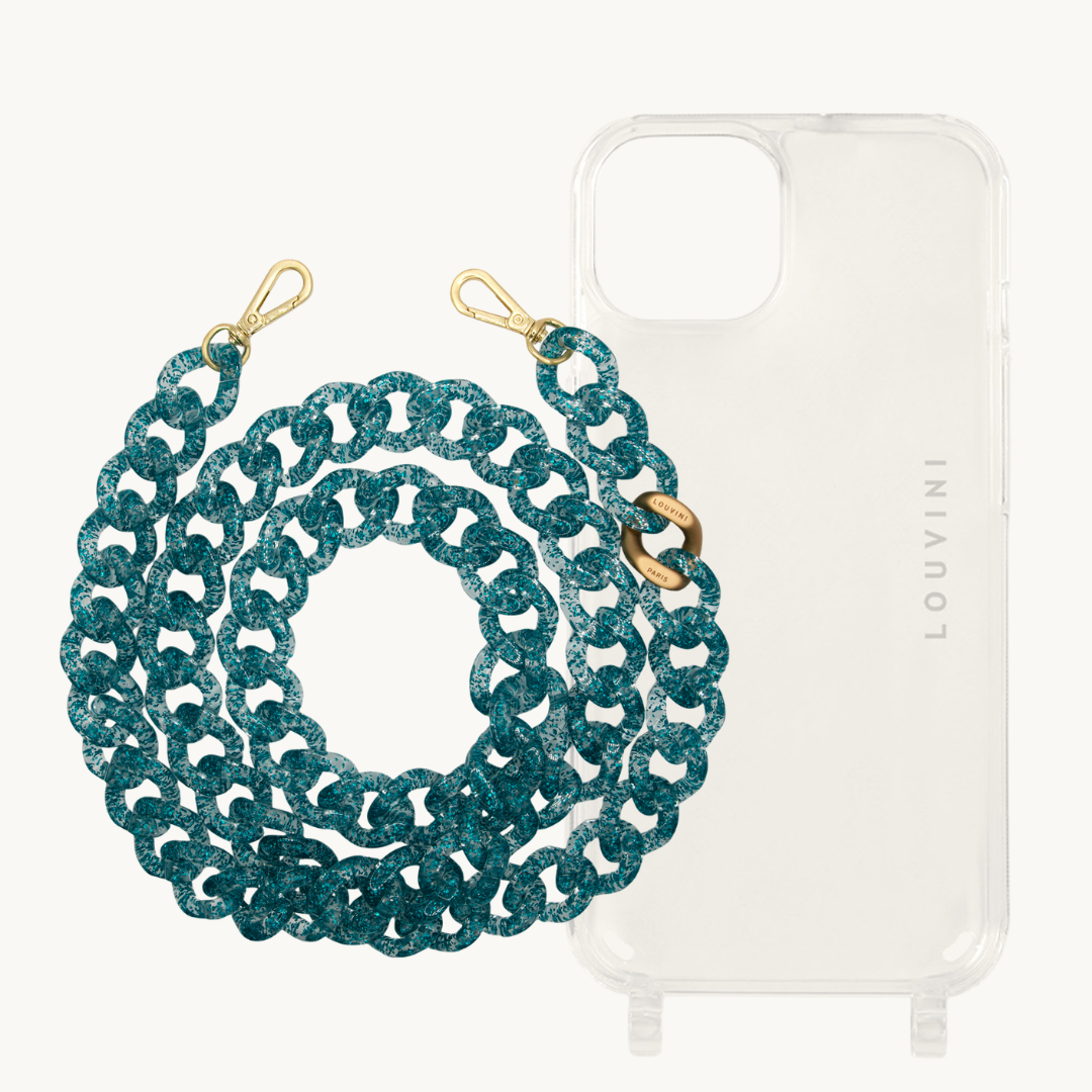 Charlie iPhone Case & Zoe Glittery Blue Chain