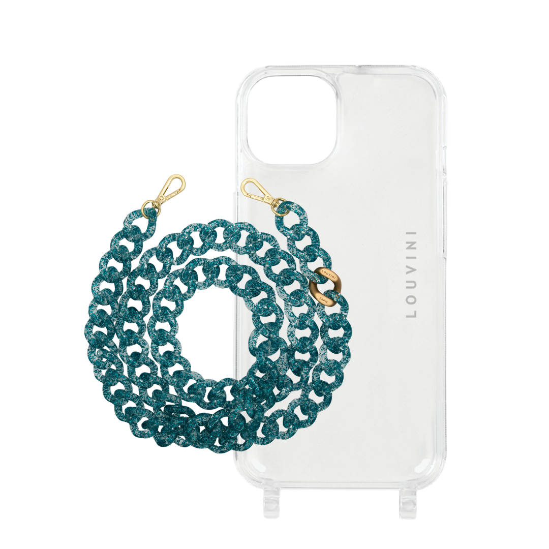 Charlie iPhone Case & Zoe Glittery Blue Chain