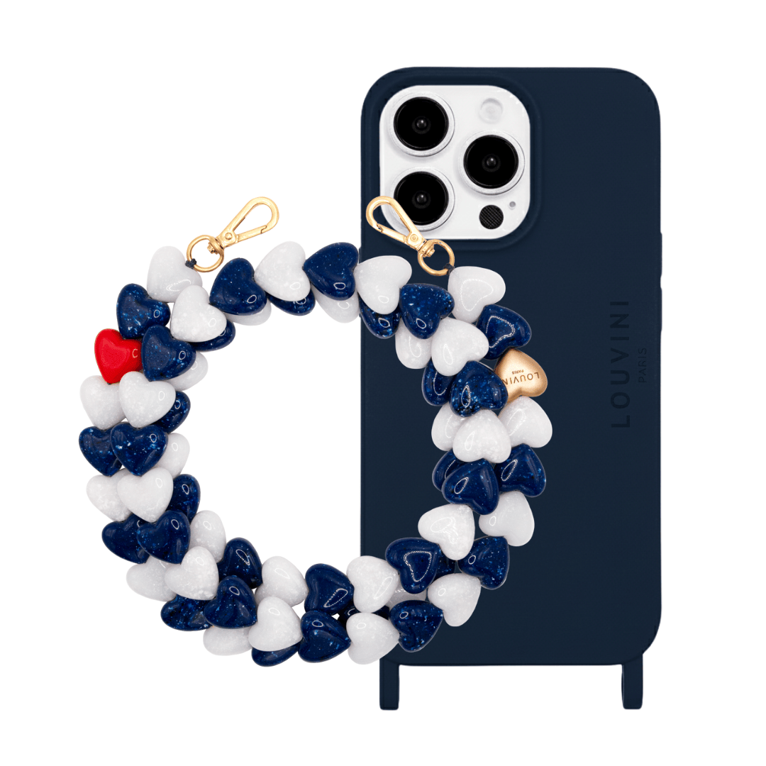 Navy Blue MILO MagSafe iPhone Case & Navy Blue-White CUORE Chain 
