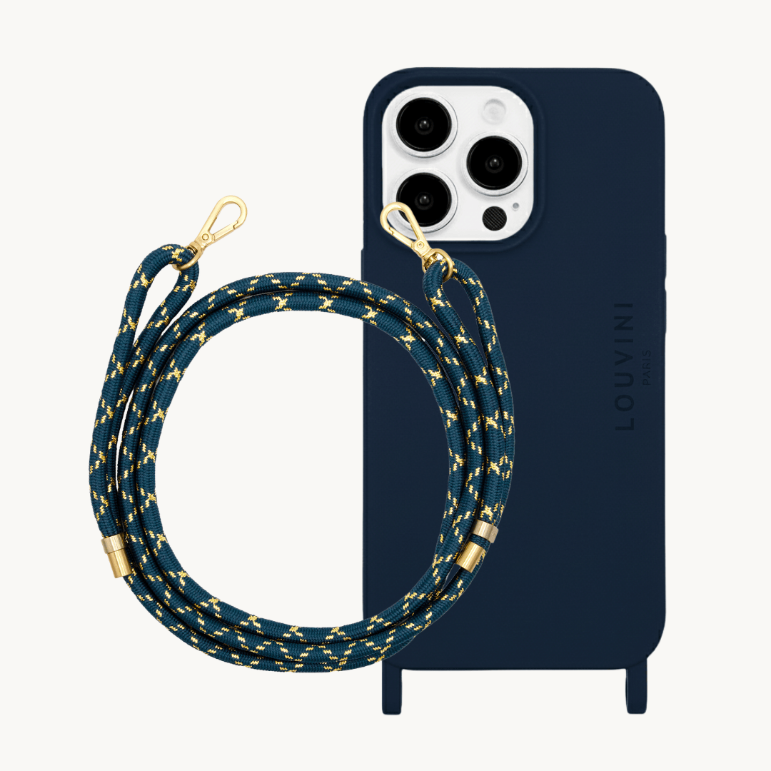 MILO MagSafe Navy iPhone Case & TESSA Navy-Gold Cord