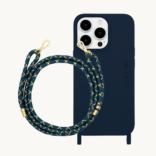 MILO MagSafe Navy iPhone Case & TESSA Navy-Gold Cord